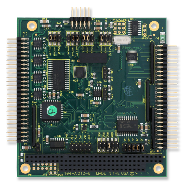 104-AO12-4  PC/104 Analog Output Board, PC/104 4-ch 12-bit AO 24 DIO
