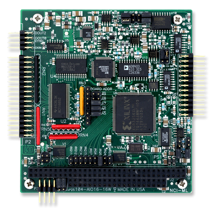 104-AIO16E 16-Bit, 16-Channel, PC/104 Multifunction Analog I/O Board