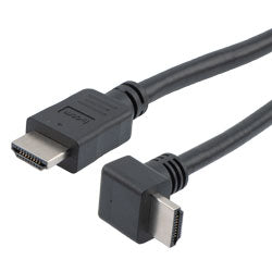 Premium Ultra High Speed HDMI Cable Supporting 8K60Hz and 48Gbps, Right Angle Down Male-Plug to Straight Male-Plug, PVC Jacket, Black, 0.5M
