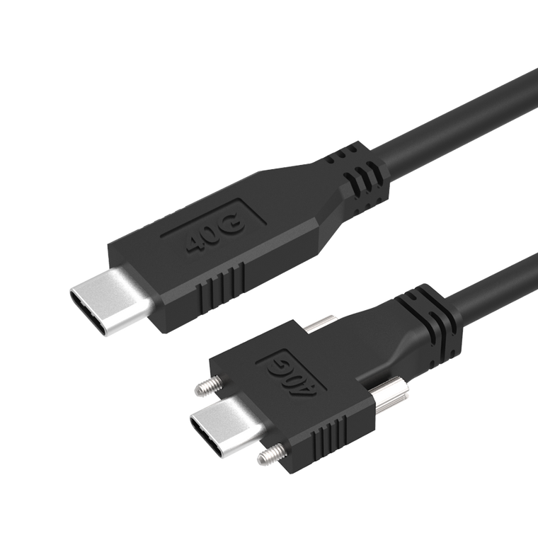 USB4 Passive Cable - C Male Straight to C Male Dual Locking 1m
