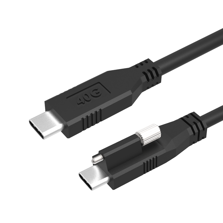 USB4 Passive Cable - C Male Straight to C Male Single Locking 1m