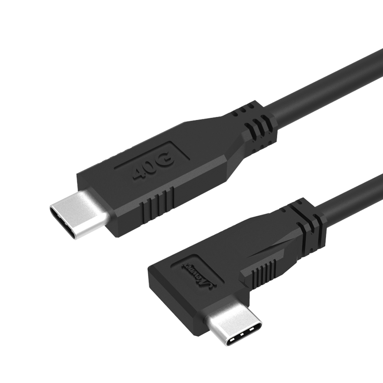 USB4 C to C Male Right Angle Passive Cable - C Male Straight to C Male Right Angle 2m
