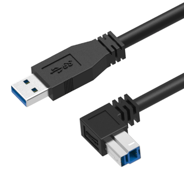 USB 3.0 A Male Straight to B Male Down Angle Cable 12 Inches