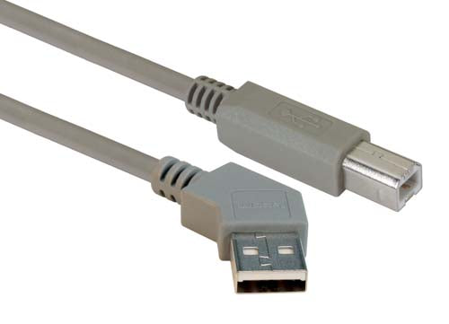 45 Degree USB Cable 45 Degree Left Angle A Male / Straight B Male 0.5m