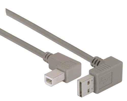 Right Angle USB Cable Down Angle A Male/ Right Angle B Male 2.0m