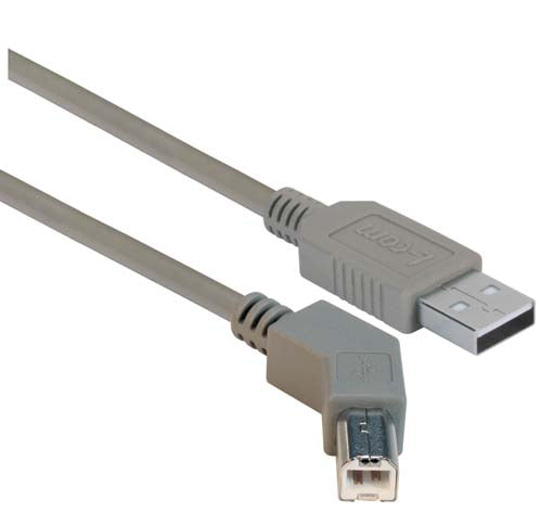 45 Degree USB Cable Straight A Male / 45 Degree Left Angled B Male 2m