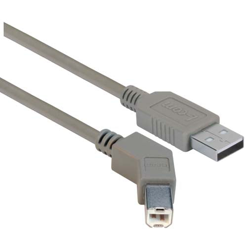 45 Degree USB Cable Straight A Male/45 Degree Right Angled B Male 1m