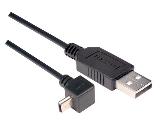 Right Angle USB Cable Straight A Male/Up Angle Mini B5 Male 1.0m