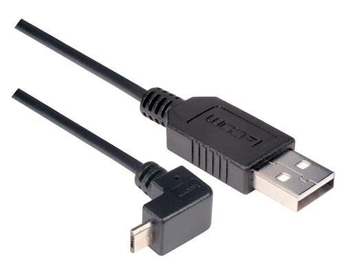 Right Angle USB cable Straight A Male/ Up Angle Micro B Male 1.0m