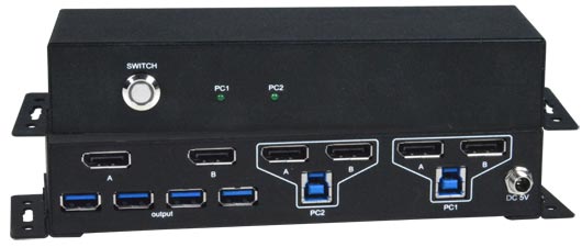 2-Port Dual Monitor 4K DisplayPort KVM Switch w/ Built-In USB 3.2