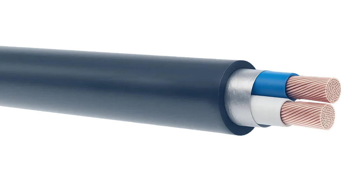 Hughes 2 Core (Blue and White) DC Cable 6mm LSZH Black External — ITM ...