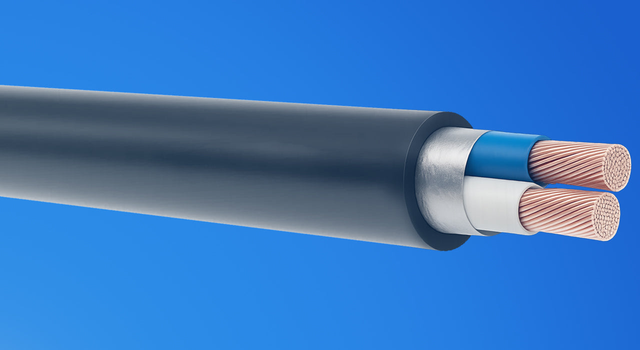 Hughes 2 Core (Blue and White) DC Cable 6mm LSZH Black External