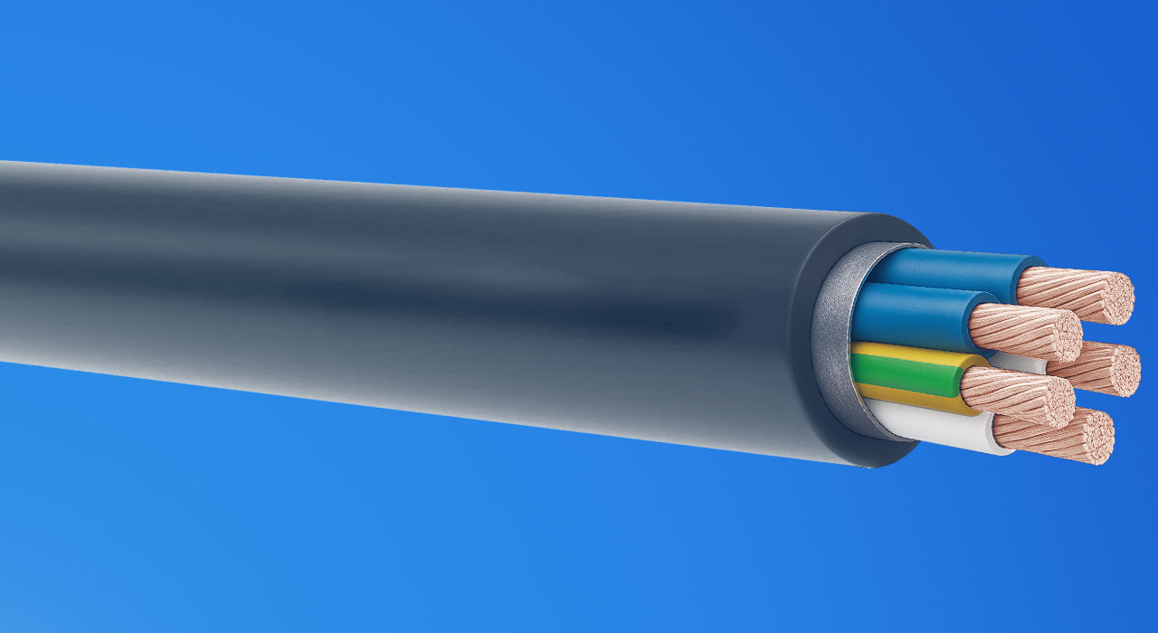 Hughes 5 Core (Blue and White) DC Cable 6mm LSZH Black External