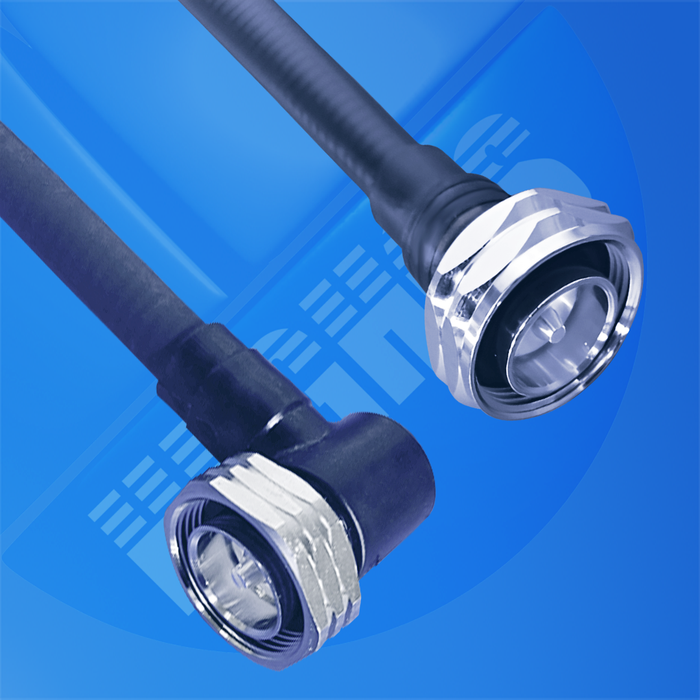 Hughes 1/2" SCF 7/16 Male to 7/16 R/A Male Moulded Black 1.5m