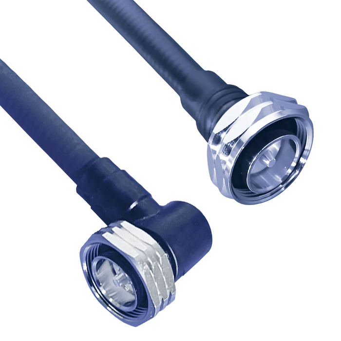 Hughes 1/2" LLCF 7/16 Male to 7/16 R/A Male Moulded Black 2m