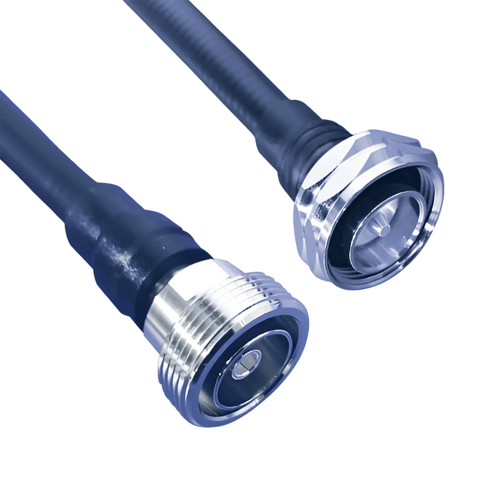Hughes 1/2" SCF 7/16 Male to 7/16 Female Moulded Black 1m
