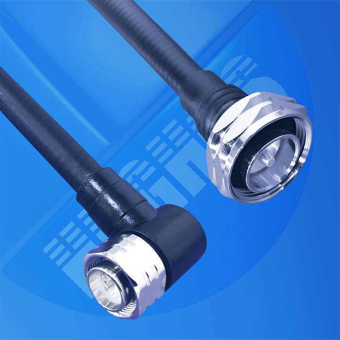 Hughes 1/2" SCF 7/16 Male to 4.3-10 R/A Male Moulded Black 0.5m