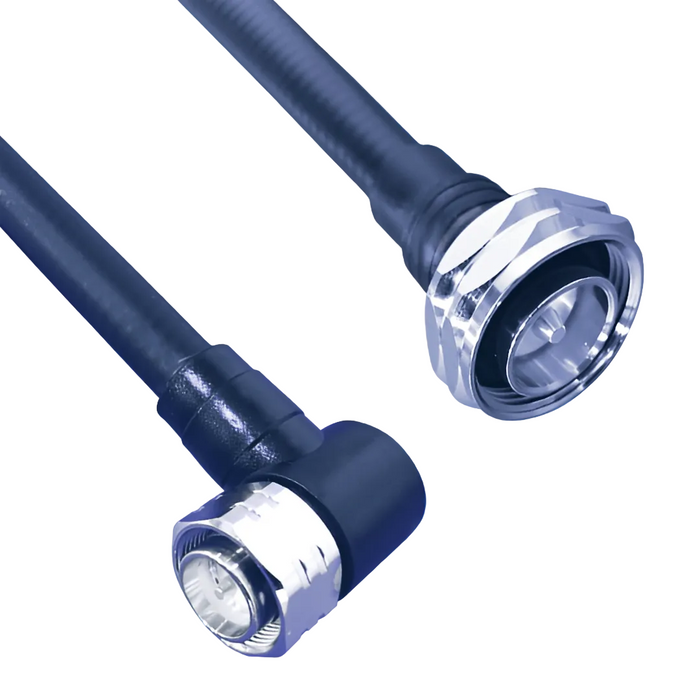 Hughes 1/2" LLCF 7/16 Male to 4.3-10 R/A Male Moulded Black 2.5m