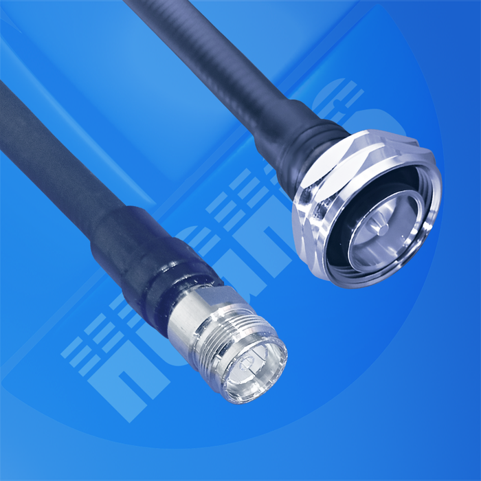 Hughes 1/2" SCF 7/16 Male to 4.3-10 Female Moulded Black 1m