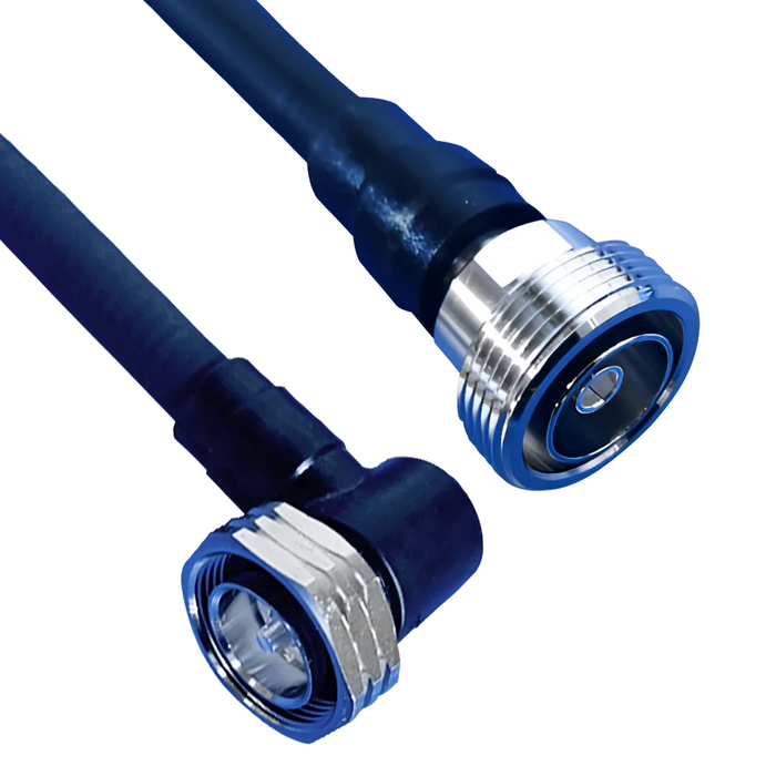 Hughes 1/2" LLCF 7/16 R/A Male to 7/16 Female Moulded Black 2m