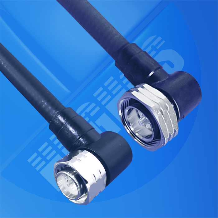Hughes 1/2" SCF 7/16 R/A Male to 4.3-10 R/A Male Moulded Black 1m