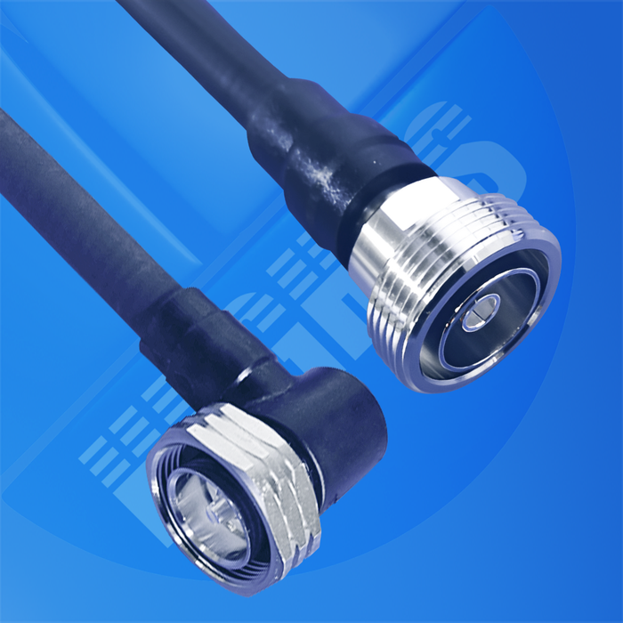 Hughes 1/2" SCF 7/16 R/A Male to 4.3-10 Female Moulded Black 2m