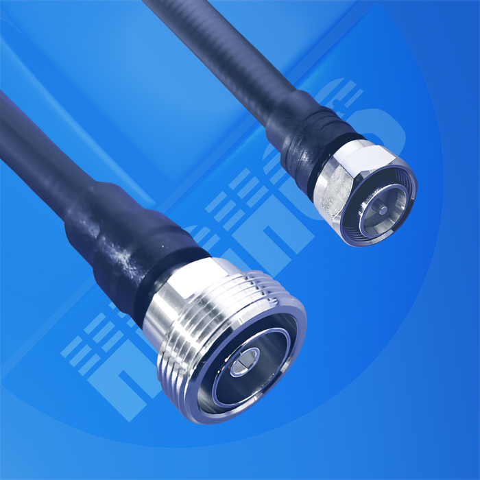 Hughes 1/2" SCF 7/16 Female to 4.3-10 Male Moulded Black 1m