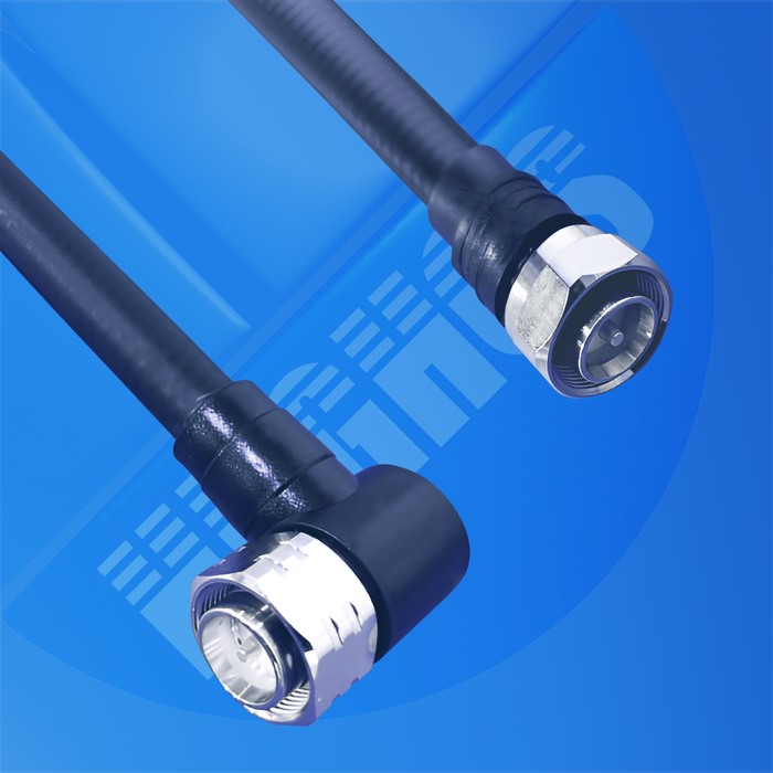Hughes 1/2" SCF 4.3-10 Male to 4.3-10 R/A Male Moulded Black 1m