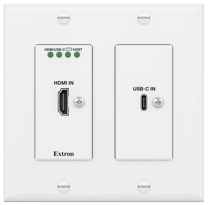 DTP3 T 322 D Two Input 4K/60 DTP3 Transmitter for HDMI and USB-C with Data – Decorator-Style Wallplate, White – 330 feet