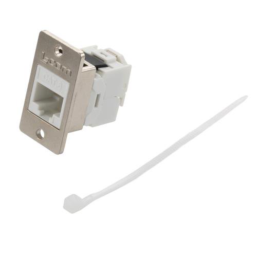 Ethernet Category 6 Ultra Short-Body Tool-less IDC Keystone Jack Panel Mount Flange Style Kit, RJ45, Unshielded, White