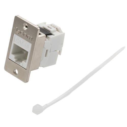 Ethernet Category 6a/7 10gig Ultra Short-Body Tool-less IDC Keystone Jack Panel Mount Flange Style Kit, RJ45, Unshielded, White