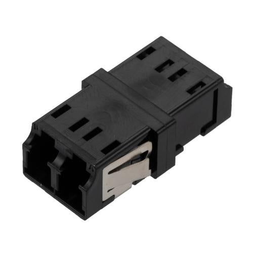 Fiber Optic Adapter, LC Duplex, low-profile, no flange, Black