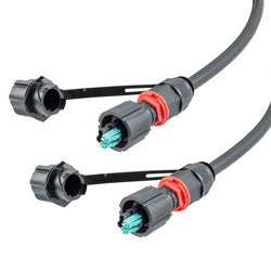 Fiber optic, IP68 Hybrid LC/UPC (2x 12AWG pin contacts) to IP68 Hybrid LC/UPC, OM3, 10.5mm LSZH, 10 meter cable assembly