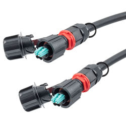 Fiber optic, IP68 Hybrid LC/UPC (2x 12AWG pin contacts) to IP68 Hybrid LC/UPC, OM4, 10.5mm LSZH, 10 meter cable assembly