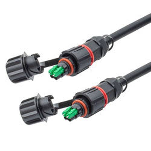 Fiber optic, IP68 Hybrid LC/APC (2x 12AWG pin contacts) to IP68 Hybrid LC/APC, single mode, 10.5mm LSZH, 5 meter cable assembly