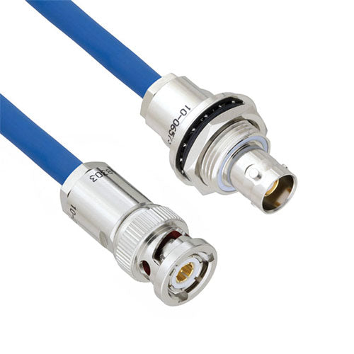 Halogen Free 1553 TRB 3-Slot Plug to TRB 3-Lug Jack Bulkhead Isolated Cable Assembly using TWCH-78-2-LC Coax, 1 FT