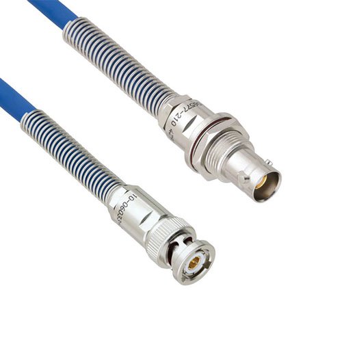Halogen Free Bend Relief 3-Slot TRB Plug to Bend Relief 3-Lug TRB Bulkhead Non-Insulated Jack for 78 Ohm TWCH-78-2-LC, 60" Cable