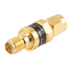 2W/1 dB Fixed Attenuator, SMA Male to SMA Female Brass Gold Body Up to 18 GHz