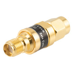 2W/2 dB Fixed Attenuator, SMA Male to SMA Female Brass Gold Body Up to 18 GHz