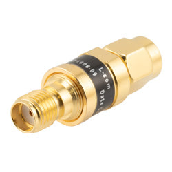 2W/9 dB Fixed Attenuator, SMA Male to SMA Female Brass Gold Body Up to 18 GHz