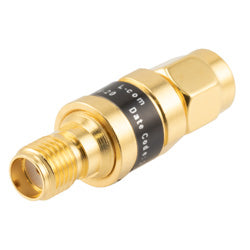 2W/20 dB Fixed Attenuator, SMA Male to SMA Female Brass Gold Body Up to 18 GHz