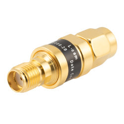 2W/30 dB Fixed Attenuator, SMA Male to SMA Female Brass Gold Body Up to 18 GHz