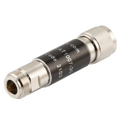 2W/30 dB Fixed Attenuator, N Male to N Female Brass Nickel Body Up to 18 GHz