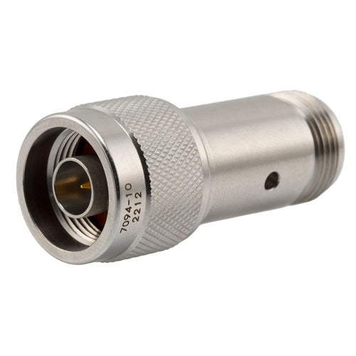 2W/10 dB Fixed Attenuator, N Male to N Female Passivated Stainless Steel Body Up to 18 GHz