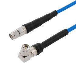 SMA Male to SMA Male Right Angle Cable Using 402SS Series Coax with Heavy Duty Boot, 1.5 ft