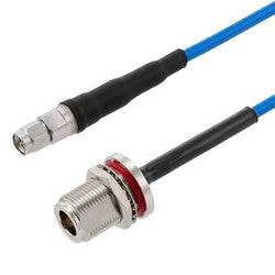 SMA Male to N Female Bulkhead Cable Using 402SS Series Coax with Heavy Duty Boot, 1.5 ft