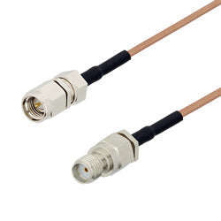 SMA Male to SMA Female Cable Assembly using RG178 Coax, 1.5 FT