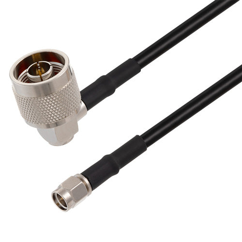 N Male Right Angle to SMA Male Cable Assembly using RG58 Coax, 2 FT
