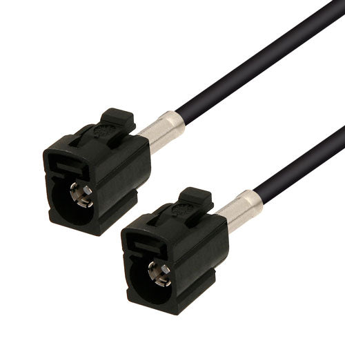 Black FAKRA Jack to FAKRA Jack Cable Assembly using RG174 Coax, 6 FT