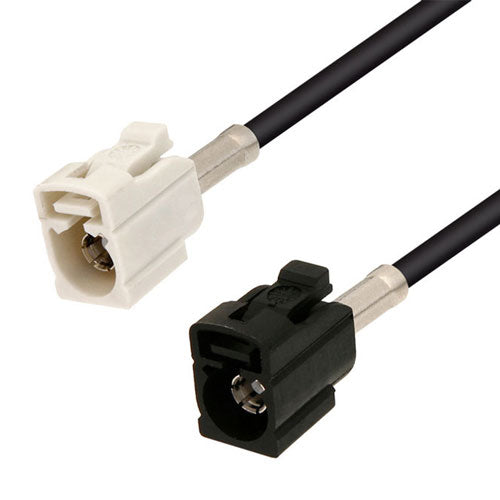 White FAKRA Jack to Black FAKRA Jack Cable Assembly using RG174 Coax, 2 FT